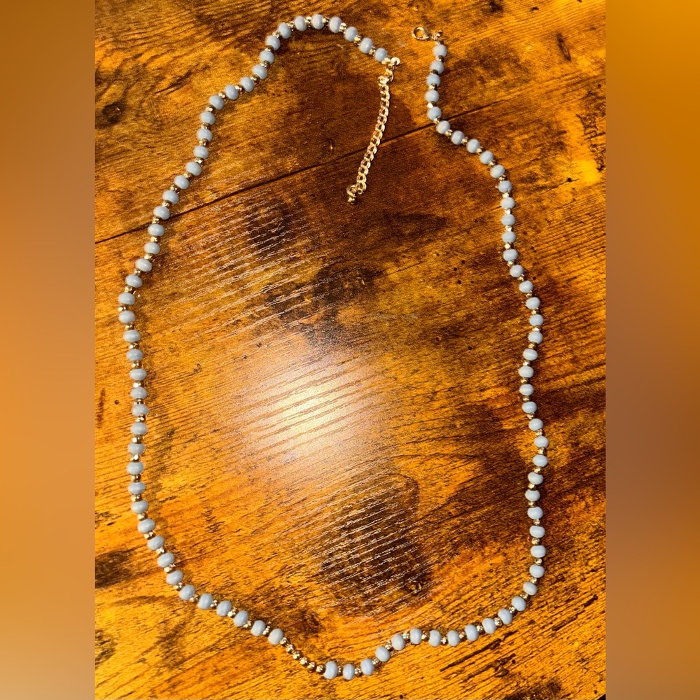 Chic Beaded Necklace in Blue and Gold